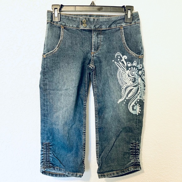 Dkny Pants - DKNY Ruched Jean Capris (Stone Wash)